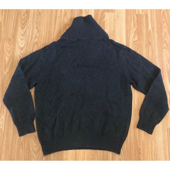 Arrow Sweater Mens Large Shawl Collar Charcoal Gray Wool & Cotton Grandpa Cozy - Picture 2 of 5